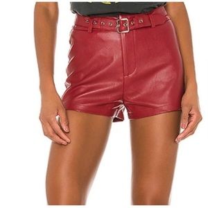 superdown Red Leather Shorts